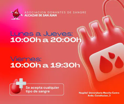 La Semana del Donante de Sangre llega a Alcázar con un maratón de donación y varios reconocimientos especiales 